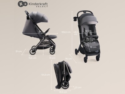 NUBI 2 Compact Stroller - Cloudy Grey | Kinderkraft