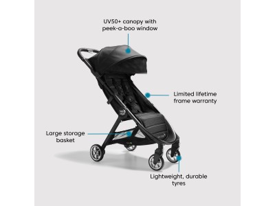 City Tour 2 Travel Stroller - Pitch Black | Baby Jogger