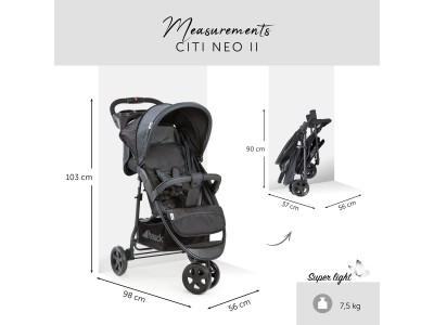 Hauck Citi Neo II Pushchair - Caviar/Stone | Baby Snooze
