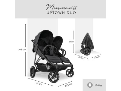 Hauck Duett 2 Tandem Double Pushchair - Black | Baby Snooze