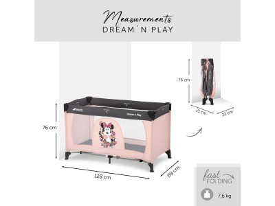 Hauck Disney Dream N Play - Minnie Sweetheart | Travel Cot