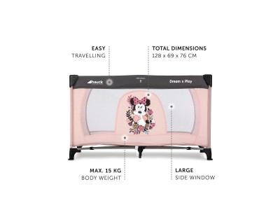 Hauck Disney Dream N Play - Minnie Sweetheart | Travel Cot