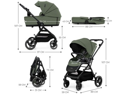 Kinderkraft YOXI 2 in 1 pushchair - Mystic Green | Baby Snooze
