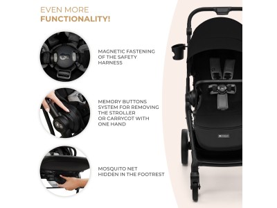 Kinderkraft YOXI 2 in 1 pushchair - Pure Black | Baby Snooze