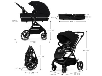 Kinderkraft YOXI 2 in 1 pushchair - Pure Black | Baby Snooze
