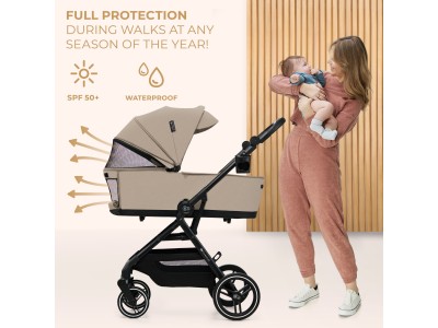 Kinderkraft YOXI 2 in 1 pushchair - Sand Beige | Baby Snooze