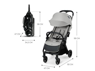 Kinderkraft Apino compact stroller - Grey | Baby Snooze