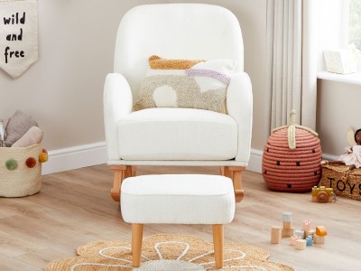 Freya Nursing Chair with Stool - Off White Bouclé | Babymore