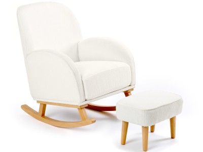 Freya Nursing Chair with Stool - Off White Bouclé | Babymore