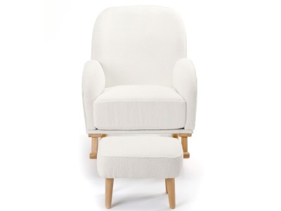 Freya Nursing Chair with Stool - Off White Bouclé | Babymore
