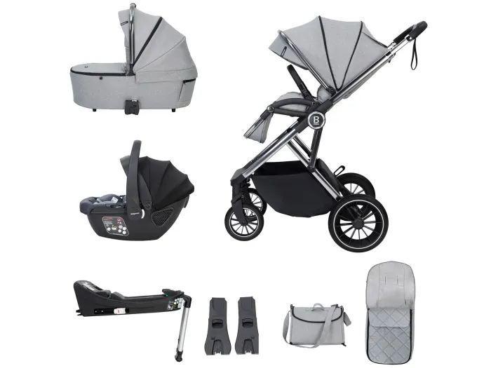 Babymore Chia Travel System Coco with Base - Pearl Grey