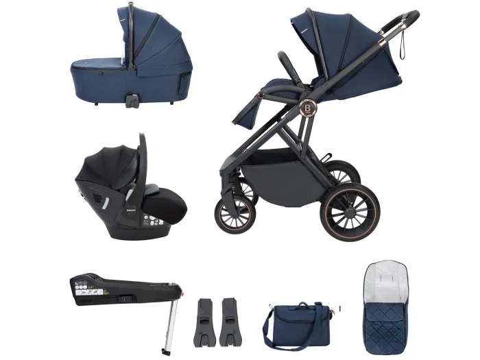 Babymore Chia Travel System Pecan with Base - Midnight Blue