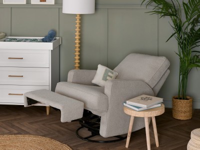 Obaby Madison Swivel Glider Recliner Chair in Teddy Fabric Truffle