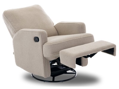 Obaby Madison Swivel Glider Recliner Chair in Teddy Fabric Truffle