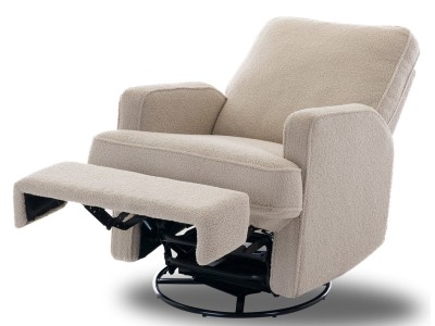 Obaby Madison Swivel Glider Recliner Chair in Teddy Fabric Truffle