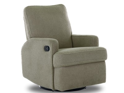 Obaby Madison Swivel Glider Recliner Chair Teddy fabric olive
