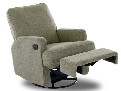 Obaby Madison Swivel Glider Recliner Chair Teddy fabric olive