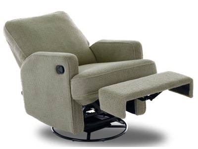 Obaby Madison Swivel Glider Recliner Chair Teddy fabric olive