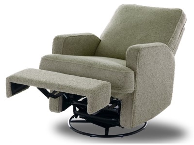 Obaby Madison Swivel Glider Recliner Chair Teddy fabric olive