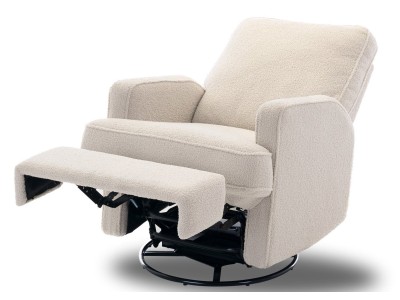 Obaby Madison Electric Swivel Glider Recliner Chair Teddy Fabric Ivory