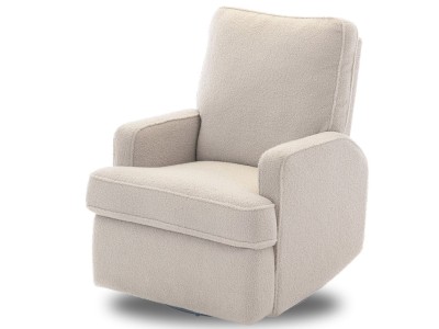 Obaby Madison Electric Swivel Glider Recliner Chair Teddy Fabric Ivory