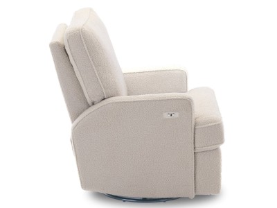 Obaby Madison Electric Swivel Glider Recliner Chair Teddy Fabric Ivory