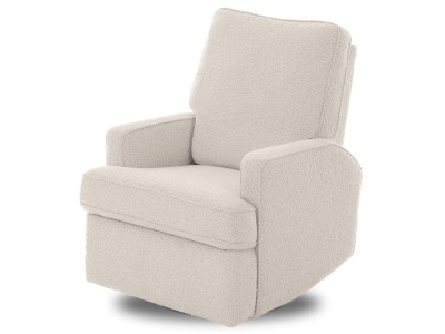 Obaby Madison Electric Swivel Glider Recliner Chair Teddy Fabric Ivory