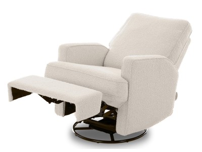 Obaby Madison Electric Swivel Glider Recliner Chair Teddy Fabric Ivory