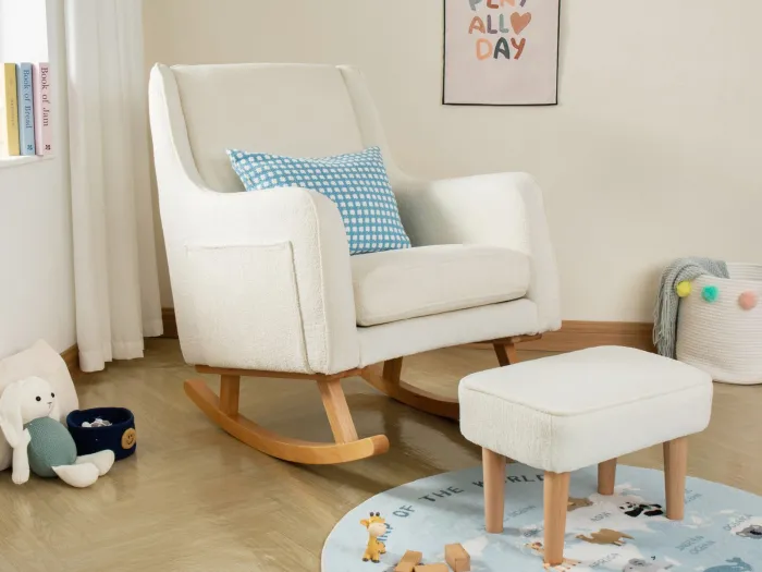 Ida Nursing Chair with Stool - Bouclé | Babymore