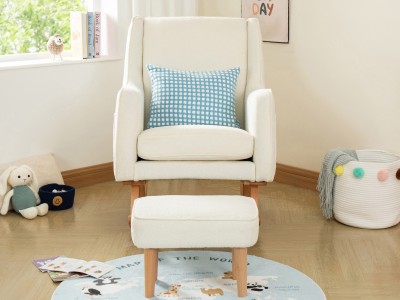 Ida Nursing Chair with Stool - Bouclé | Babymore