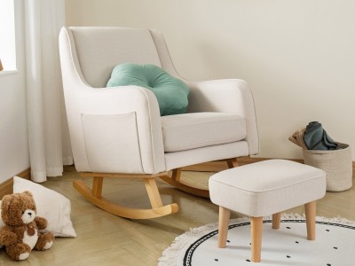 Ida Nursing Chair with Stool - Ivory | Babymore