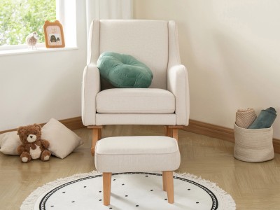 Ida Nursing Chair with Stool - Ivory | Babymore
