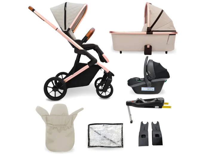 My Babiie MB500 3-in-1 Travel System with Base - Rose Gold Stone