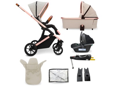My Babiie MB500 3-in-1 Travel System with Base - Rose Gold Stone