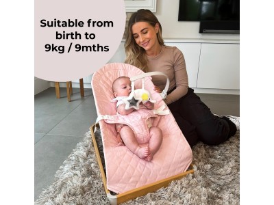 My Babiie Baby Bouncer - Pink Plaid | Baby Snooze