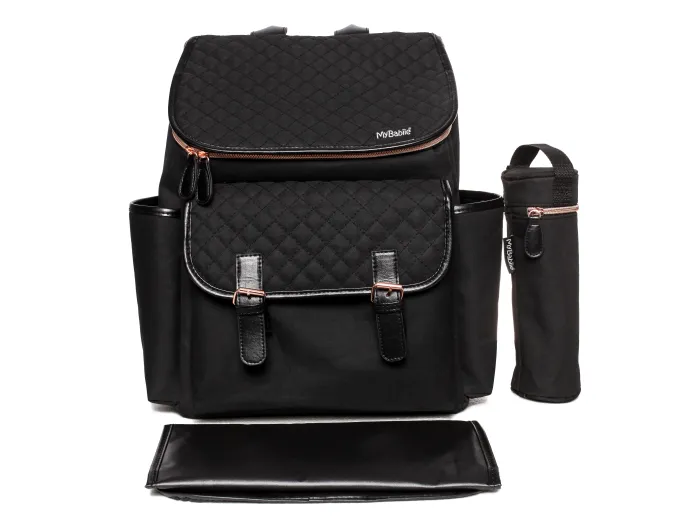 Backpack Changing Bag - Black Quilted | My Babiie