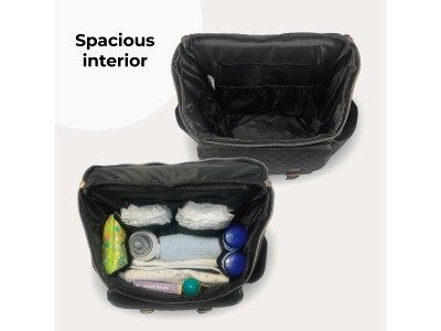 Backpack Changing Bag - Black Quilted | My Babiie