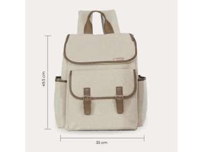 Backpack Changing Bag - Oatmeal Herringbone | My Babiie