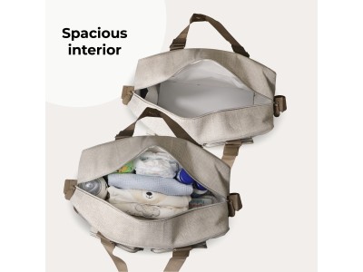 Deluxe Changing Bag - Oatmeal Herringbone | My Babiie