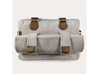 Deluxe Changing Bag - Oatmeal Herringbone | My Babiie
