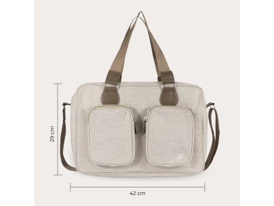 Deluxe Changing Bag - Oatmeal Herringbone | My Babiie
