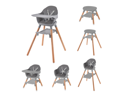 Beige 6in1 High Chair - Natural Grey | Clair de Lune