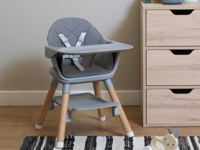 Beige 6in1 High Chair - Natural Grey | Clair de Lune