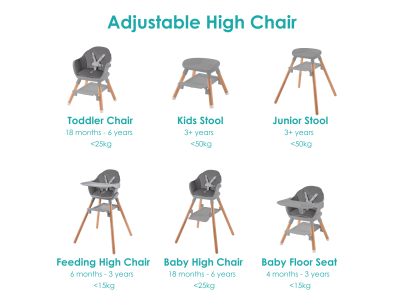 Beige 6in1 High Chair - Natural Beige | Clair de Lune