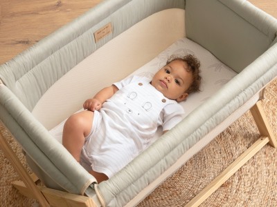 Cream Organic Folding Crib - Sage | Clair de Lune