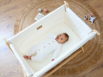 Cream Organic Folding Crib - White | Clair de Lune