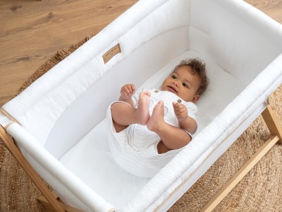 Cream Organic Folding Crib - White | Clair de Lune