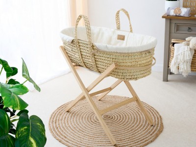 Organic Palm Moses Basket - Cream | Clair de Lune