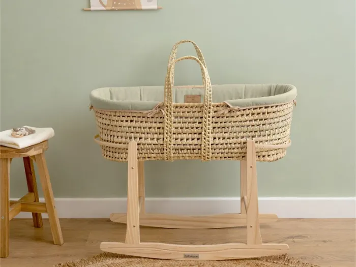 Organic Palm Moses Basket - Sage | Clair de Lune