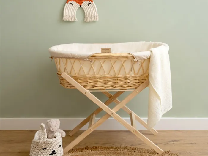 Organic Wicker Moses Basket - White | Clair de Lune